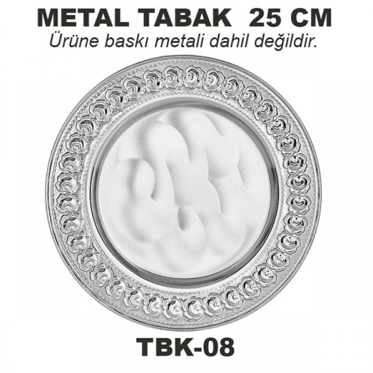 Sublimasyon 20 cm Gümüş Metal Tabak